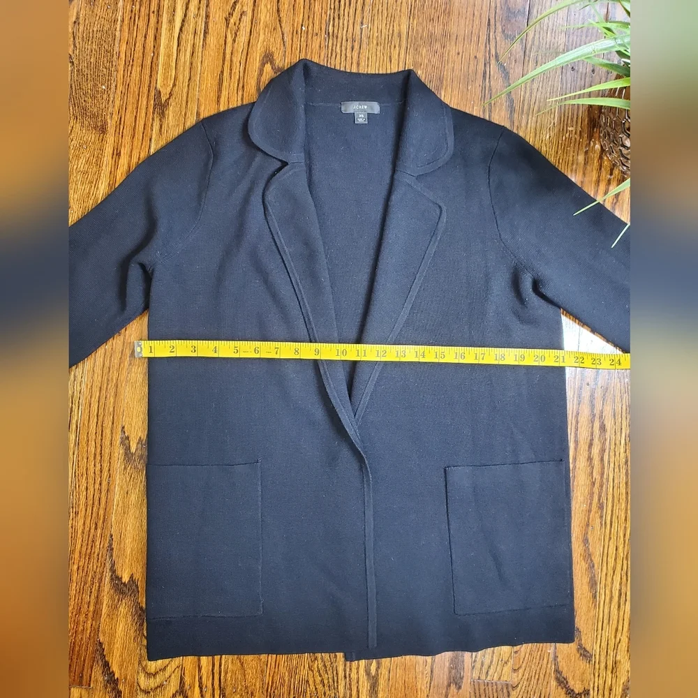 J. Crew Women's Blazer 365 Sophie Merino Wool Blend Swaeter Cardigan Black Sz XS